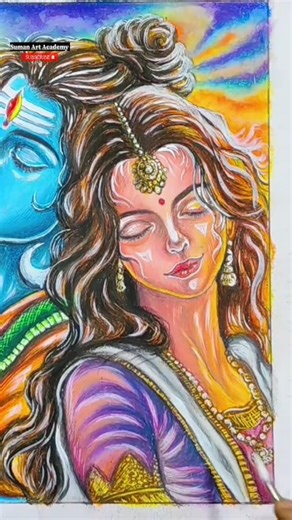 Maa Parvati 🙏drawing with oil pastel _#mahadev #shiva #shivshakti #shorts #art #painting #drawing