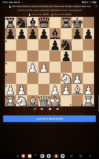 ECO : A99 Dutch Defense , Classical Modern Main Line