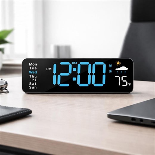 Large LED Digital Wall Clock – 11-inch Display, Remote Control, Temperature, DST - Etsy UK