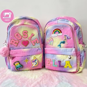 Custom Rainbow Backpack With Chenille Letter and Patch, Name Rainbow Backpack Birthday Gift for Kids With Unicorn, Back to School Bags - Etsy