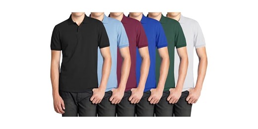 5Pk Men's Classic Polo Golf Shirt