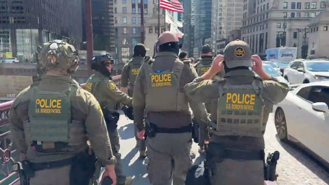 Border Patrol stroll downtown Chicago