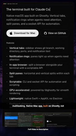 cmux — The Native Mac Terminal Built for AI Coding Agents #Shorts
