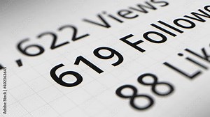 Close-up computer screen of a social media network counter displaying the number of followers that a person, group, or company has until it reaches the millions. A concept for YouTube, Facebook, etc.