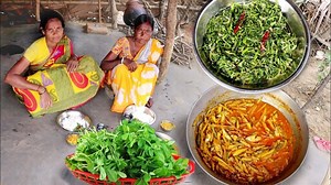 395K views · 5.4K reactions | methi shak vaji&small fish curry cooking and eating by santali tribe women||rural India village | The real village cooking | Facebook