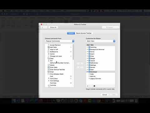 How to add the developer tab in the ribbon in Microsoft Word for Mac