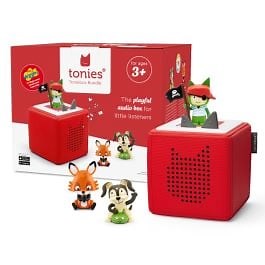 Tonies TonieBox Bundle with Red TonieBox + Playtime Puppy + Counting Fox + Creative-Tonie Pirate