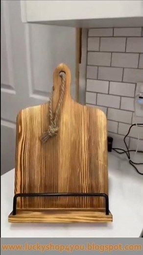 Mother's Day Adjustable Recipe Cookbook Stand Holder in Rustic Wood Cutting Board Style for Kitchen