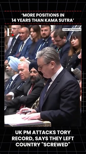Firstpost on Instagram: "#FirstpostNews: UK PM Slams Tories, Says They Left Country ‘Screwed’ Proceedings in the House of Commons took an unusually coarse turn as Prime Minister Sir Keir Starmer accused the opposition Conservatives of chronic inconsistency, using language rarely heard in the chamber. The exchange came after Conservative leader Kemi Badenoch criticised Starmer over a recent U-turn on digital identity cards. Responding, the prime minister pointed to what he described as years of i
