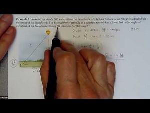 Calc 1 - Related Rate – Hot Air Balloon Rising (Triangle and Trig)