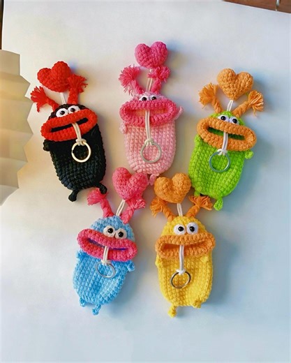 Monster Key Holder Crochet Pattern, Amigurumi Car Key Cover Crochet Pattern, Crochet Monster Keychain Pouch, Easy Crochet Tutorial, Key Bag - Etsy