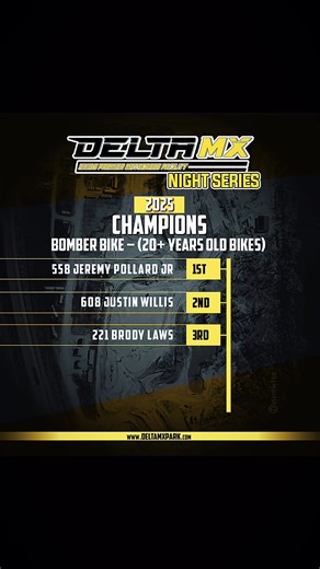 Congratulations to our 2025 Delta Night Series Champions! #deltanightseries #ridedelta #ohiomx #motocrosschampions #DeltaMX | Delta Raceway