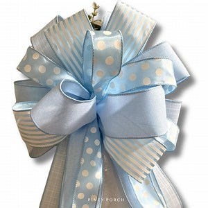 Blue New Baby Boy Bow, Baby Shower Decor, Hospital Door New Baby Announcement, New Baby Wreath Bow, Blue Baby Shower, Large Baby Blue Bow - Etsy