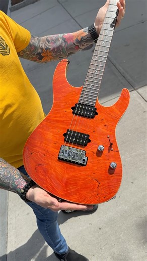 Suhr Custom Modern Waterfall Burl Maple / Black Limba in Trans Orange