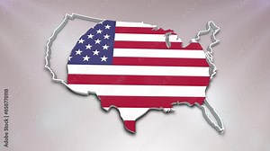 United States of America Flag on its Country Map, 3D Map Flag Opener Suitable for Politics, Elections, Travel, News and Sports Events and Presentations Stock Video