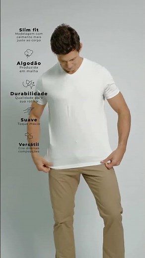 Camiseta Manga Curta Básica Malha Slim Fit - Branco