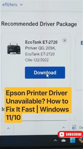 Epson Printer Driver Unavailable? How to Fix It Fast | Windows 11/10 #epson #driver #printerdriver