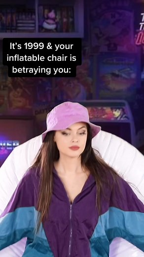 There were always risks with inflatable chairs in the #90s - from popping and deflating, to the many fart sounds, they weren’t the most practical, but they looked cool! 😂 (ICYMI!) #90skids #inflatablechair #nostalgia #fyp