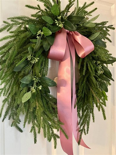 Charming Valentine Wreath With Mixed Greenery, Satin Ribbon and Metal Heart Gold Bell - Etsy