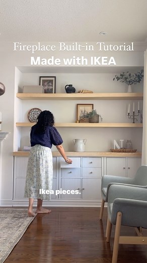 The full tutorial for my IKEA Fireplace built-in! 🔥 If you have other questions, I am always happy to answer them! This is a big project that I tackled over several weeks. It’s a bunch of small easy steps, so it’s definitely doable for a beginner! #ikeahacks, Fireplace built-ins, DIY tutorial, IKEA Hack, IKEA KALLAX | Hana - DIY, Design, Crafting