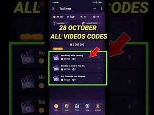 TapSwap All YouTube Video Codes | TapSwap 28 October All Code | TapSwap Code Today | Daily Code