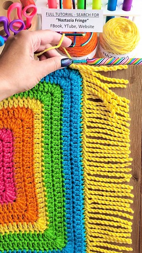 Twisted fringe is a nice addition to the edging of knit and crochet work. It's made by twisting a nine-inch loop of yarn and then slip stitching the twist directly to the project. #reels #crochet #knitting #yarn #tutorial #embroidery #diy #yarnlove #artwork #colorful #naztazia | Naztazia