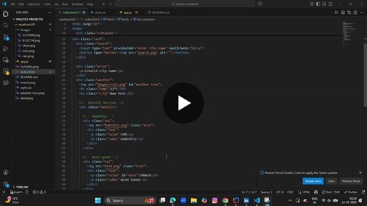 #webdevelopment #javascript #frontenddevelopment #weatherapp #learningbydoing #miniproject #consistency #codingjourney | Kajal Kanaujiya