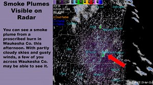 On the radar today, you can see a smoke plume from a prescribed burn in Waukesha County. | US National Weather Service Milwaukee/Sullivan Wisconsin