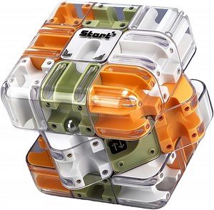 3D Rolling Ball Maze Cube, Large Labyrinth 3D Puzzles Maze Cube, Clear Transparent with Blue and Yellow Accents, Educational Focus Game Gift