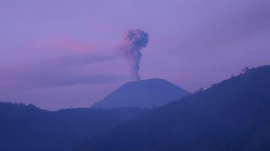 Volcanic eruption dawn java island