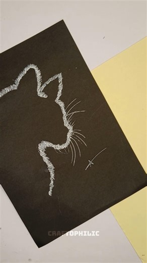 Minimal Cat Line Art on Black Paper | Easy Aesthetic Drawing 🐱✨ #cat #sketchbook #art #diyart #diy