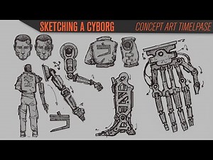 Sketching a Cyborg - Concept art timelapse