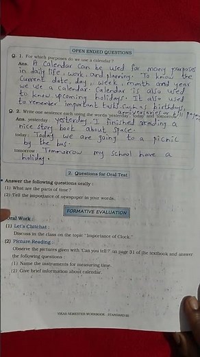 Class 3 EVS Chapter 5 | Understanding Time Workbook Q&A | Maharashtra State Board