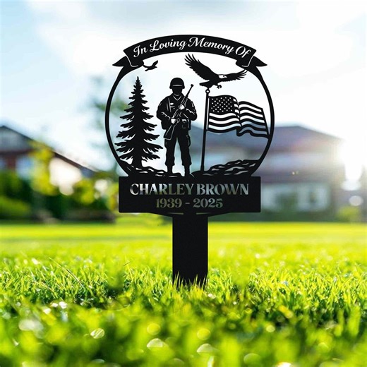 Personalized Military Memorial Garden Stake, Veteran Grave Marker Sign, Custom in Loving Memory Yard Decor, Outdoor Remembrance Plaque - Etsy
