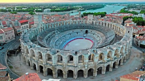 Arles, France: Drone tour of Roman amphitheatre remains