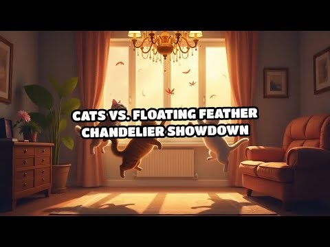 Cats vs. Floating Feather Chandelier Showdown