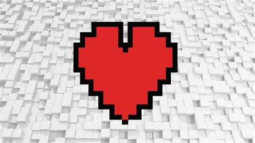 Pixel heart with pixel cubes | Premium Stock Video Footage