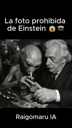 Einstein de fiesta con un alien en un bar 👉😱🥂👽”