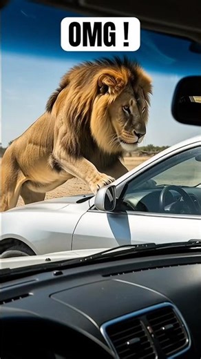 Lion Jumps on car — Tourists Freeze 😳🦁 #shorts