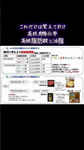 🧪有機必修知識✨「絶対に覚える高級脂肪酸」