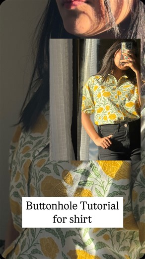 Meral_Merin 🕊️ on Instagram: "Buttonhole Tutorial 🌻 #malayalam #buttonhole #tutorial #cuttingandstitching #cotton #shirt #diy"