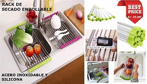 12 reactions · 6 comments | RACK DE SECADO PLEGABLE PARA COCINA Easybuy.express S/ 27,00 Este rack de secado innovador, plegable es el futuro en la cocina minimalista, pues ahorra espacio, solo se despliega al momento del uso, para luego enrollarlo y guardarlo, sin ocupar espacio. Colocalo directamente bajo el chorro de agua, para lavar las frutas, verduras, platos, tazas etc. Déjalo secar y guárdalo en un segundo. Fabricado en acero inoxidable y silicona. | Easybuy.express | Facebook