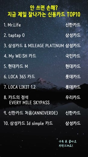 안 쓰면 손해? 지금 제일 잘나가는 신용카드 TOP10 💳 #신용카드추천 #카드혜택순위