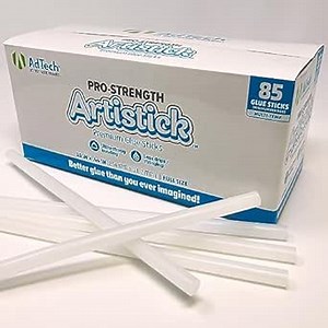 AdTech Artistick Stringless Hot Glue Sticks 10" Full Size, White, 85 Sticks