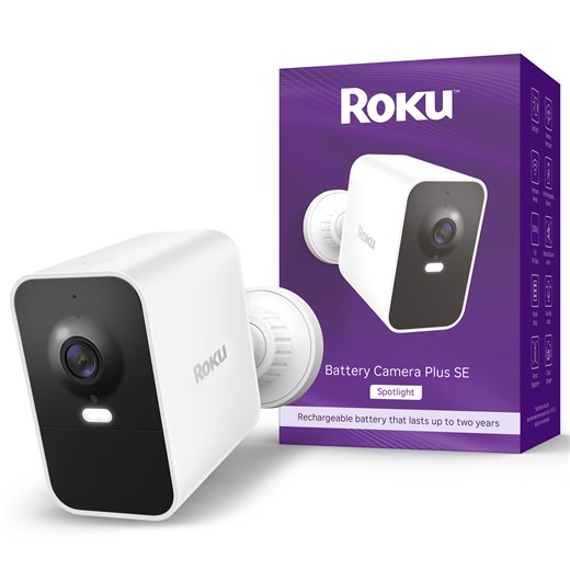 Roku Battery Camera Plus SE for Home Security - New 2025 Weather-Resistant Outdoor & Indoor Wireless Camera & Pet Monitor with 1080p HD & Two-Way Audio - 4x Rechargeable Battery Capacity