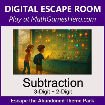 3-Digit - 2-Digit Subtraction | Digital Math Escape Room Game