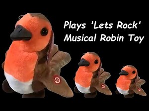 Singing Animated Moving Christmas Rocking Robin Decoration Musical Soft Toy - Plays Lets Rock Music