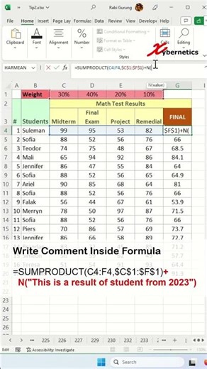 How do you comment inside a formula? - Excel Tips and Tricks #shorts