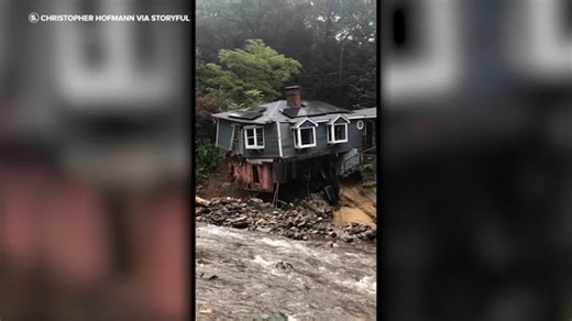 House collapses into rushing water amid historic flooding in Connecticut | Video
