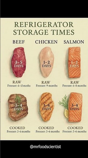 Refrigerator Storage Times Explained | How Long Meat & Fish Stay Fresh Safely #healthyfood #health